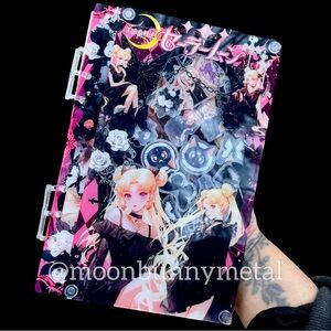 NEW Anime Acrylic Shake Notebook Journal Card Holder Diary Sailor Moon Pink Goth